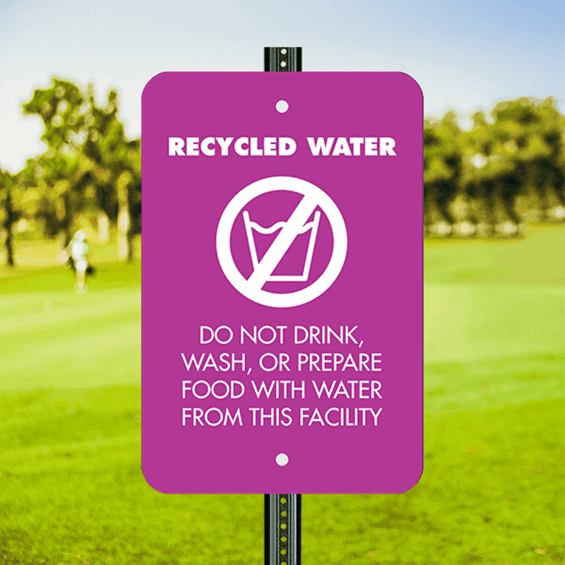 Mounted Vertical Recycled Water Notice Sign