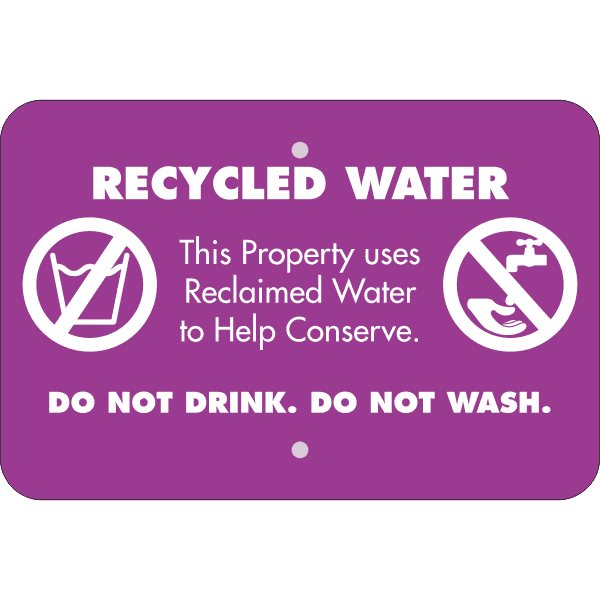 Horizontal Conserve with Recycled Water Warning Sign