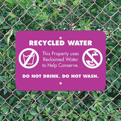 Horizontal Conserve with Recycled Water Warning Sign - alternate view