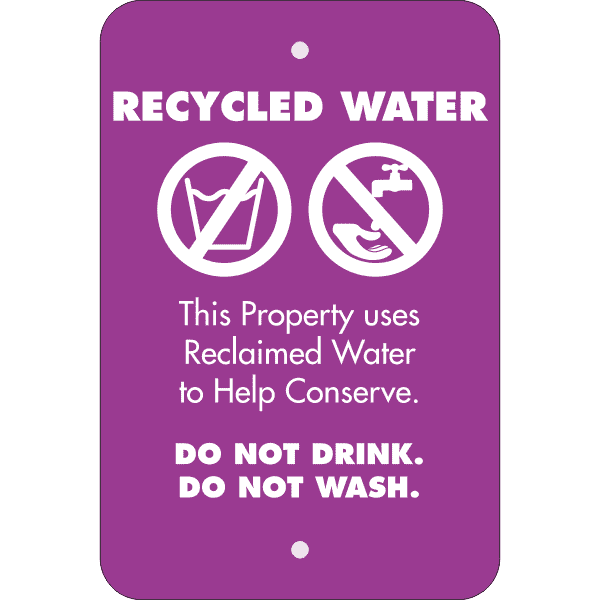Vertical Conserve with Recycled Water Warning Sign