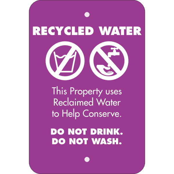 Vertical Conserve with Recycled Water Warning Sign