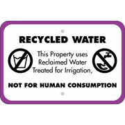 Horizontal Not For Human Consumption Recycled Water Sign
