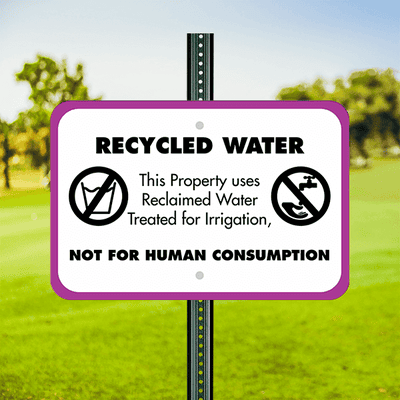 Horizontal Not For Human Consumption Recycled Water Sign - alternate view