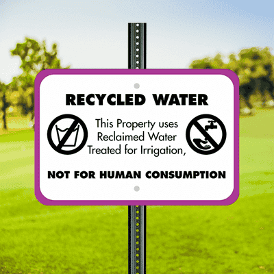 Horizontal Not For Human Consumption Recycled Water Sign - alternate view