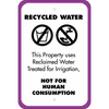 Vertical Not For Human Consumption Recycled Water Sign