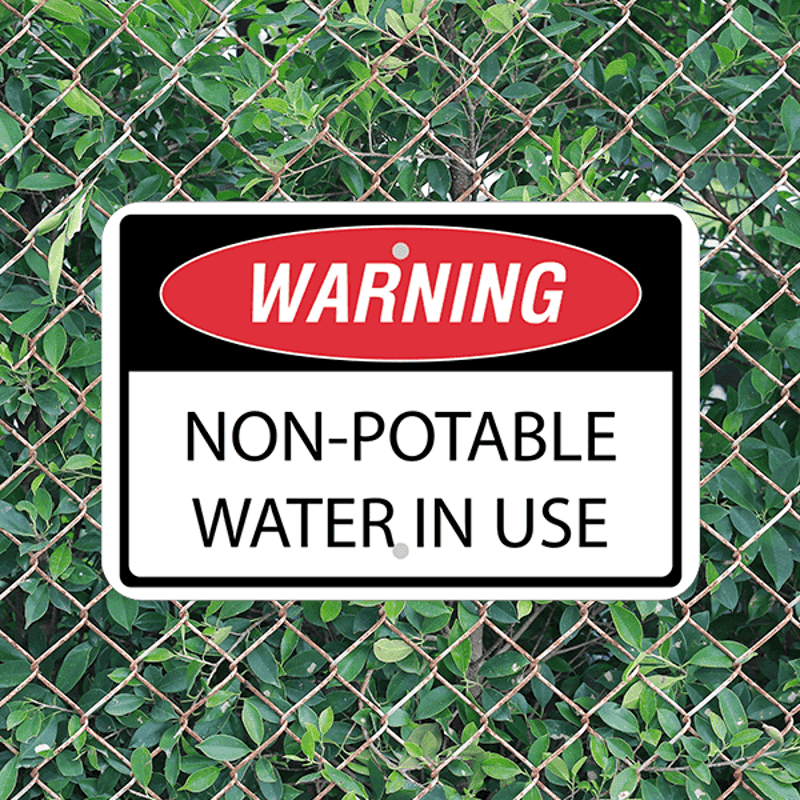 Mounted Horizontal Non-Potable Water Warning Sign
