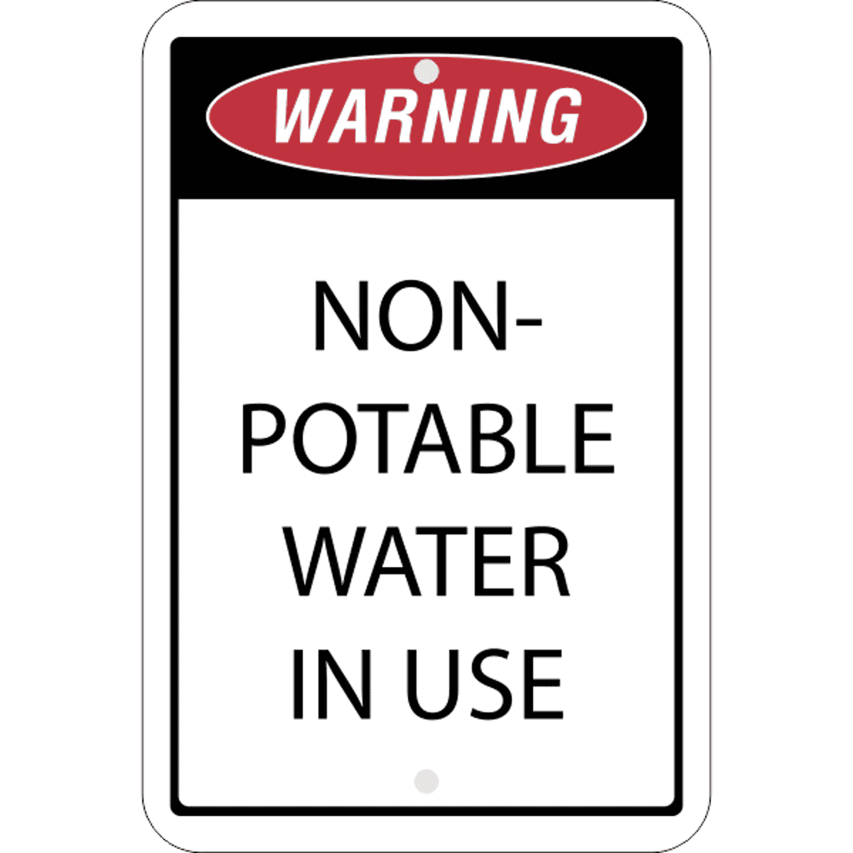Vertical Non-Potable Water Warning Sign