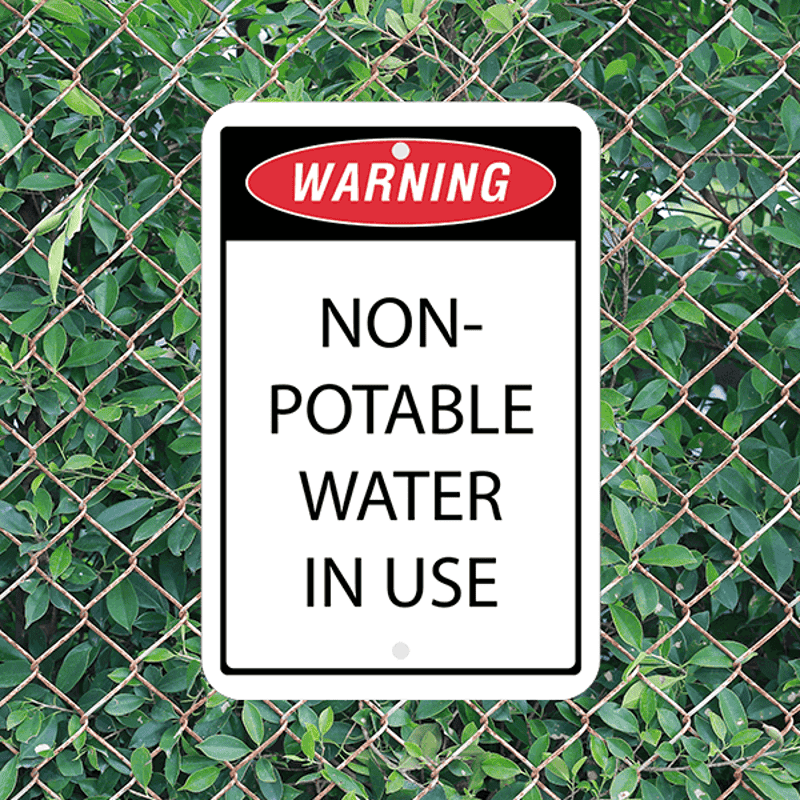 Mounted Vertical Non-Potable Water Warning Sign