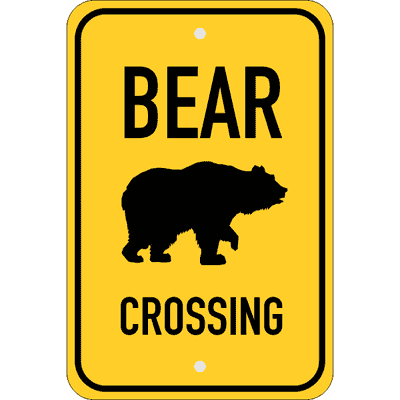 Vertical Bear Crossing Sign