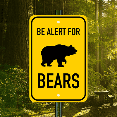 Vertical Alert For Bears Sign - alternate view