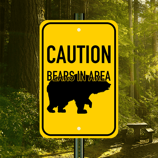 Mounted Vertical Bears In Area Sign