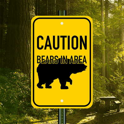 Vertical Bears In Area Sign - alternate view