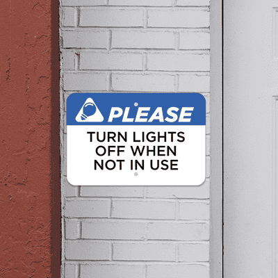 Horizontal Lights Off Conserve Energy Sign - alternate view