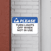 Mounted Horizontal Lights Off Conserve Energy Sign