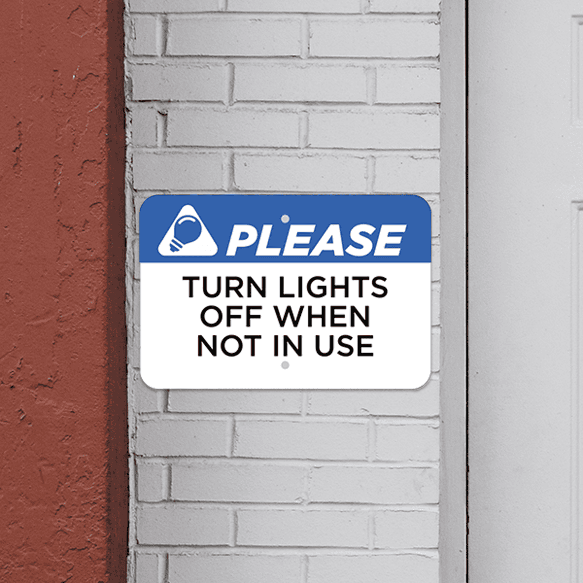 Mounted Horizontal Lights Off Conserve Energy Sign