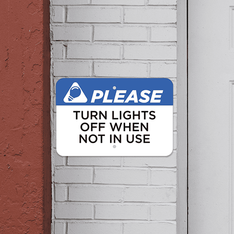 Mounted Horizontal Lights Off Conserve Energy Sign