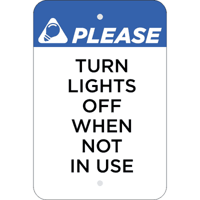 Vertical Lights Off Conserve Energy Sign