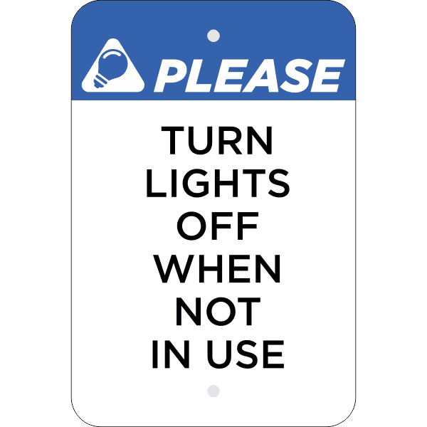 Vertical Lights Off Conserve Energy Sign