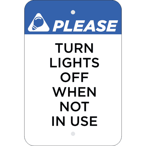 Vertical Lights Off Conserve Energy Sign