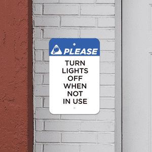 Mounted Vertical Lights Off Conserve Energy Sign
