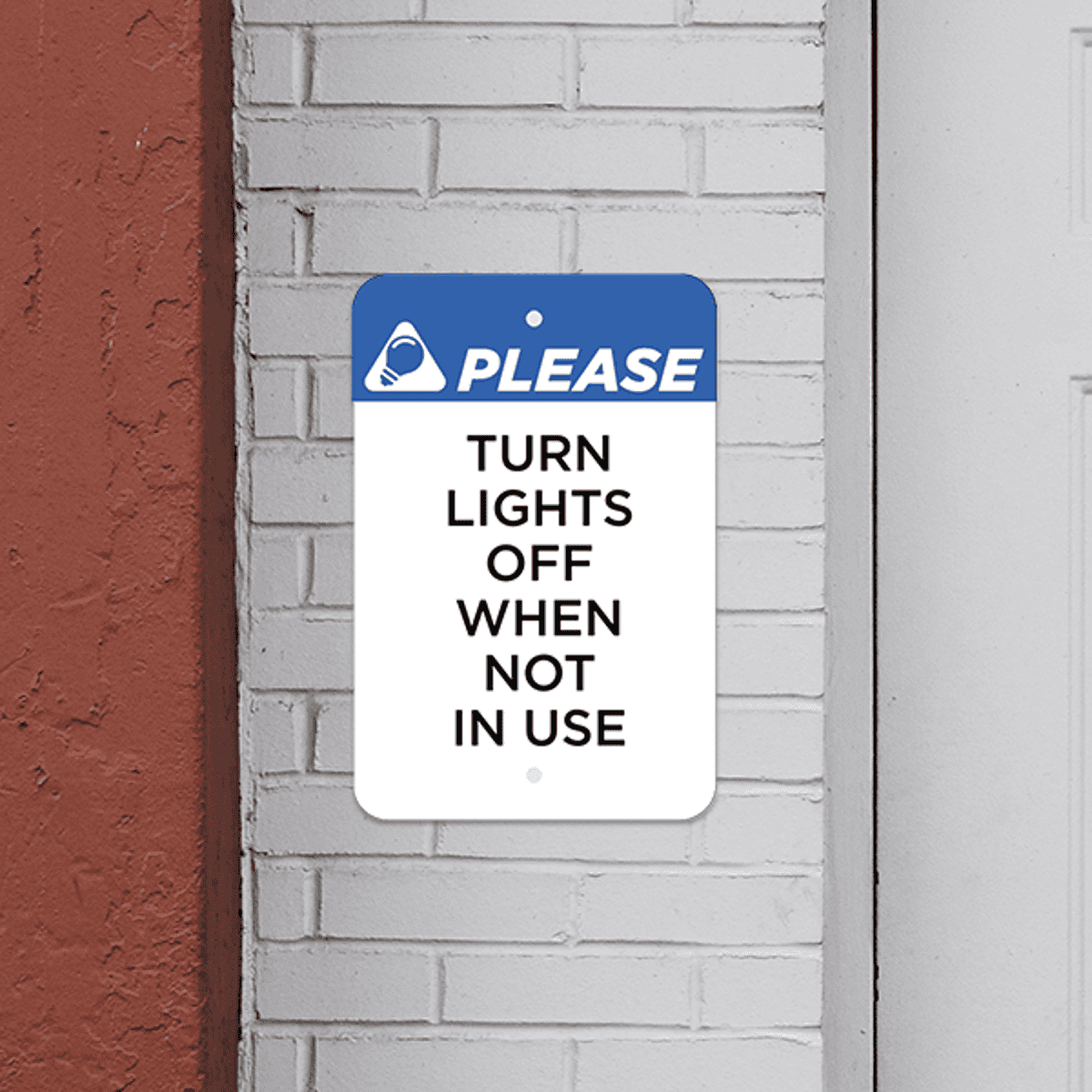 Mounted Vertical Lights Off Conserve Energy Sign