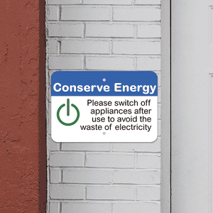 Mounted Horizontal Appliances Off Conserve Energy Sign