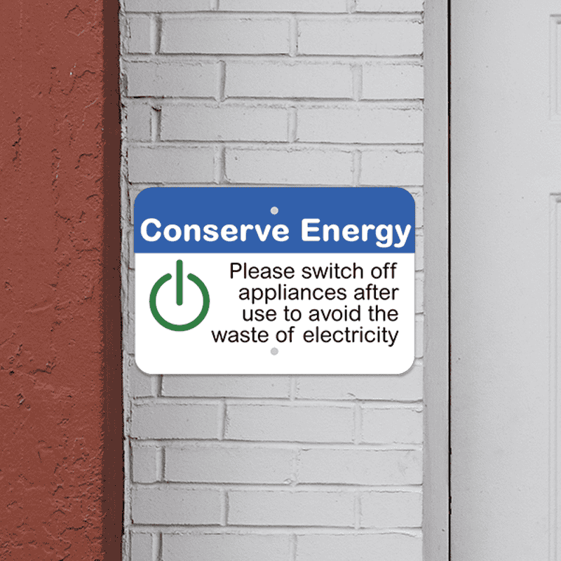 Mounted Horizontal Appliances Off Conserve Energy Sign