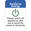 Vertical Appliances Off Conserve Energy Sign