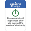 Vertical Appliances Off Conserve Energy Sign