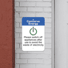 Mounted Vertical Appliances Off Conserve Energy Sign