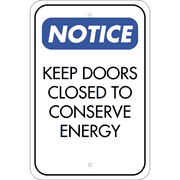 Vertical Door Closed Conserve Energy Sign