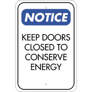 Vertical Door Closed Conserve Energy Sign