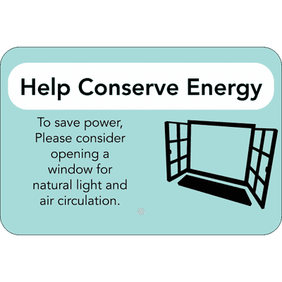 Horizontal Open Window Conserve Energy Sign