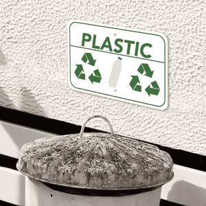 Mounted Horizontal Plastic Recycling Sign
