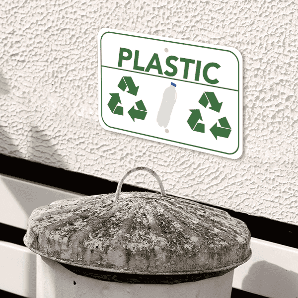 Mounted Horizontal Plastic Recycling Sign