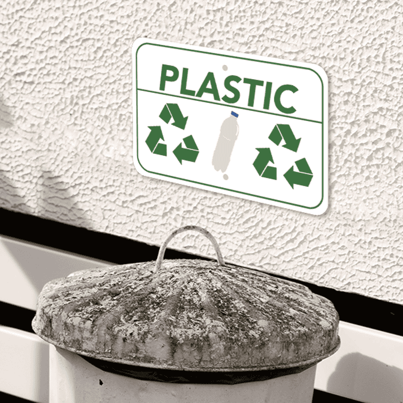 Mounted Horizontal Plastic Recycling Sign