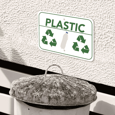 Horizontal Plastic Recycling Sign - alternate view