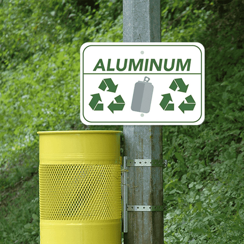Mounted Horizontal Aluminum Recycling Sign
