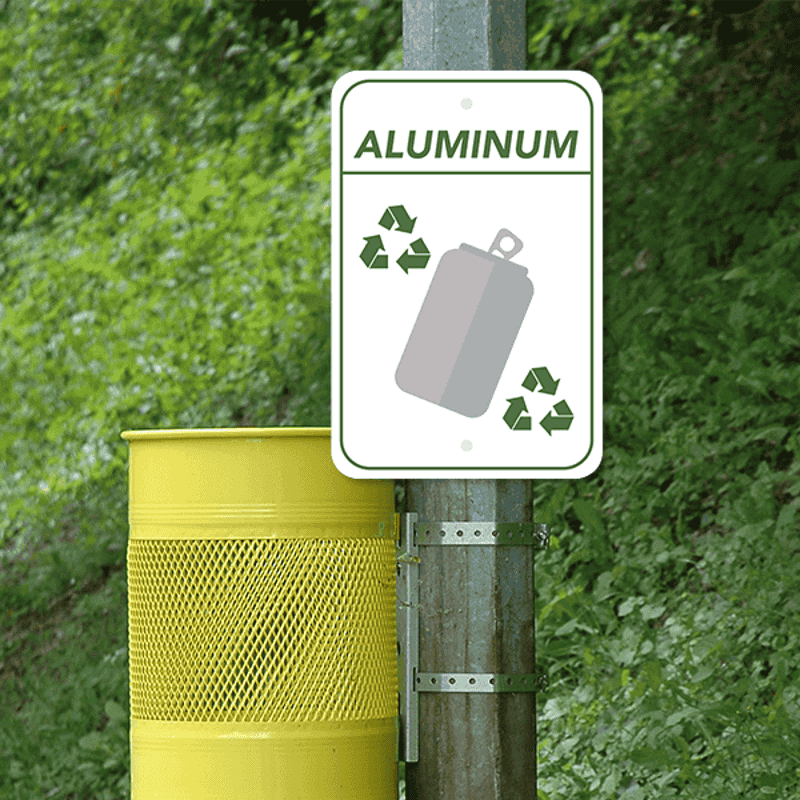 Mounted Vertical Aluminum Recycling Sign