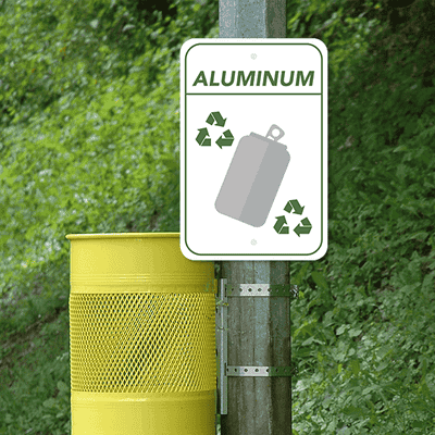 Vertical Aluminum Recycling Sign - alternate view