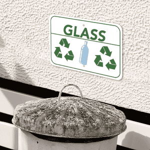 Mounted Horizontal Glass Recycling Sign