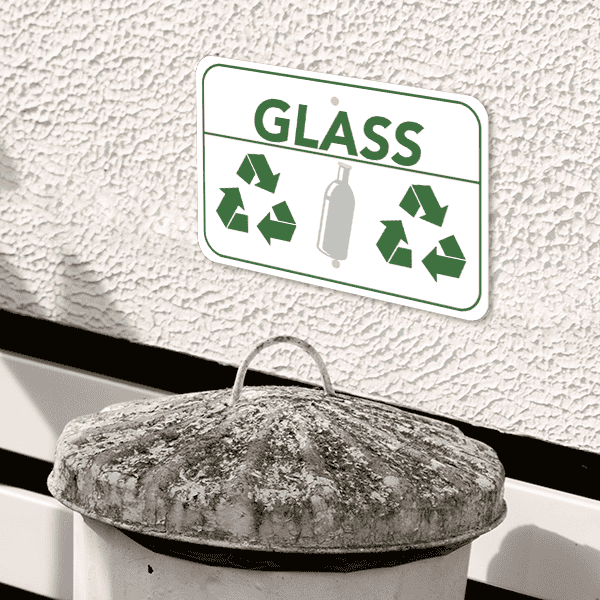 Mounted Horizontal Glass Recycling Sign