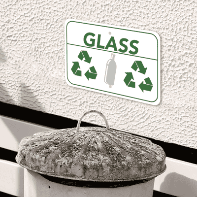 Horizontal Glass Recycling Sign - alternate view