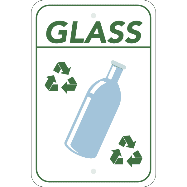 Vertical Glass Recycling Sign