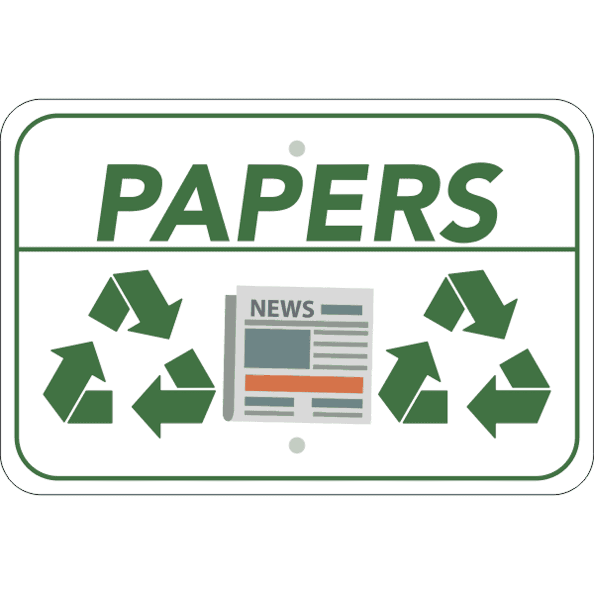 Horizontal Paper Recycling Sign