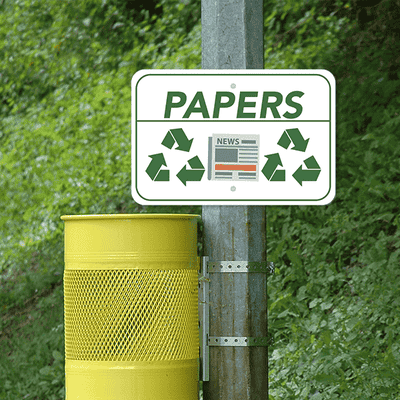 Horizontal Paper Recycling Sign - alternate view