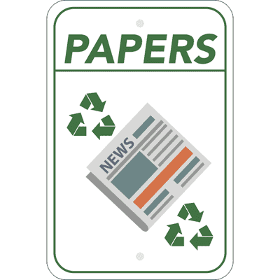 Vertical Paper Recycling Sign
