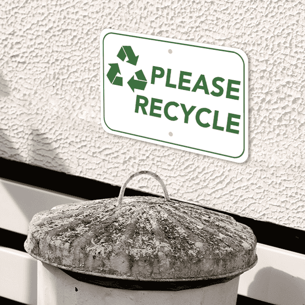 Mounted Horizontal Please Recycle Sign