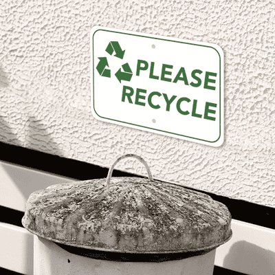 Horizontal Please Recycle Sign - alternate view