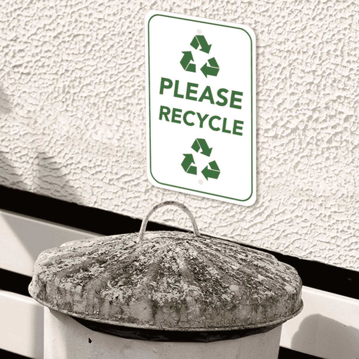 Mounted Vertical Please Recycle Sign